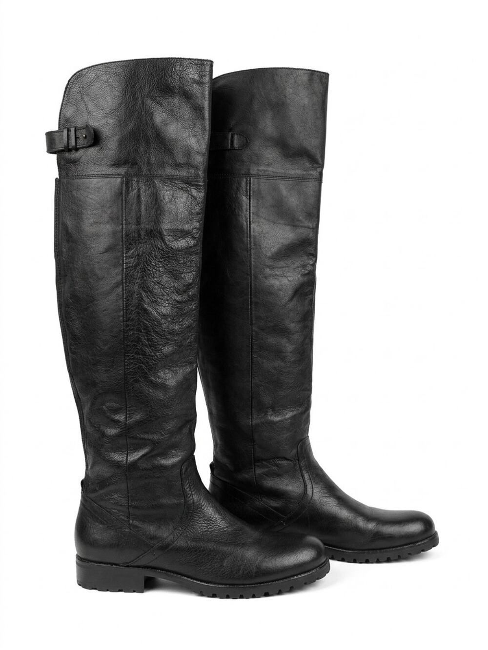 Steve Madden Vintage Y2K Black Leather Over The Knee Boots Thigh High Size 8.5
